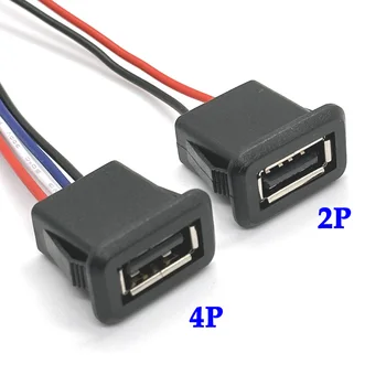 1/2/5db 2Pin 4 tűs USB 2.0 Női Erő Jack 2P 4P USB2.0 Töltő Port Csatlakozó Adatok Interfész Kábel USB Töltő Aljzat