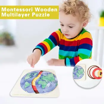 1 Állítsa a Gyermekek Tanulási Játékok Széles körű Alkalmazását Puzzle Játékok Fejlesztése, a Türelem, a Föld Rétegek Többrétegű Puzzle Gyerekeknek Ajándék
