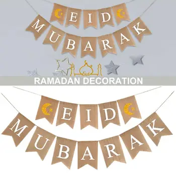 1 Állítsa EID MUBARAK Fecskefarkú Zászló a Muzulmán Ramadan Dekoráció Sármány Vászon Fecskefarkú Zászló Eid Mubarak Á