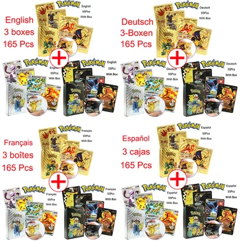 165-55Pcs Pokemon Kártya német spanyol francia angol Vmax GX Energia Kártya Pikachu Ritka Gyűjtemény Csata Edző Fiúk Ajándékok, Játékok