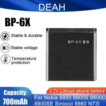 1DB BP-6X BP6X BP-6X 3,7 V 700mAh Újratölthető Li-ion Akkumulátor Nokia 8800 8801 8800S Sirocco N73I 8860 Csere Cella