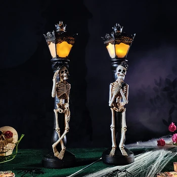 1Pair Halloween Ragyogás Csontváz Utcai Lámpa Otthoni Táblázat Kísértetjárta Házban Bár Horror Kellékek 2023 Halloween Party Dekoráció, Kellékek