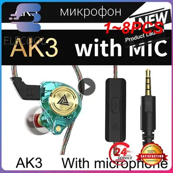 1~8DB AK3 In Ear Fülhallgató Mikrofon, Dinamikus Vezető Headset Sztereó Sport HIFI Subwoofer Fülhallgató Fülhallgató, a Earcaps
