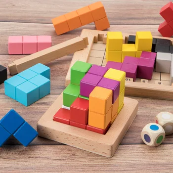 2023 Tridimensional Puzzle Puzzle társasjáték Ügyesen Át Tetris Gyermek Puzzle Korai Oktatási Épület-Blokk,