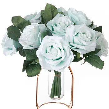 27cm Rózsa Mesterséges Virágok, Rózsa, Virágos Ág Mesterséges Rózsa Reális Hamis Rose Esküvői lakberendezési Kiegészítők