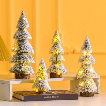 4 Db Mini Karácsonyfa Díszek A Fény Nyáj Cedar Tree Reális Asztali Fenyő Karácsonyi Dekoráció, Karácsonyi Ajándék