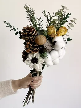 45cm Szárított Virág Dekoráció Skandináv Stílus, Különböző Szárított Virág Megfelelő Stílus Csomag Alkalmas Otthoni Nappali Dekor