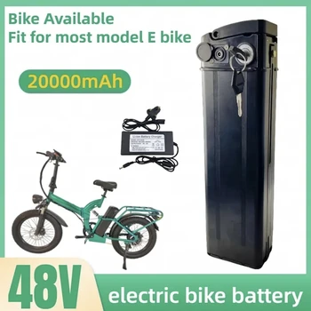 48V 20Ah Az Ezüst Hal Stílus Elektromos Kerékpár Akkumulátor Lítium Elem Alumínium Esetben lopásgátló Zárat+Töltő