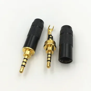 4db 2,5 mm-es 4 Pólusú Sztereó Férfi Plug Forrasztani 6MM Fejhallgató Hangszóró Kábel Adapter Fekete / Ezüst Shell DIY Csatlakozó