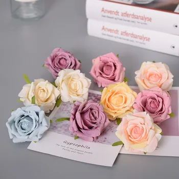 5db Esküvői Mesterséges Virág Göndör Fejét Rose Virág Vezető Úton Arch Selyem Virág, Növény Fal Szimuláció Fejét Rose
