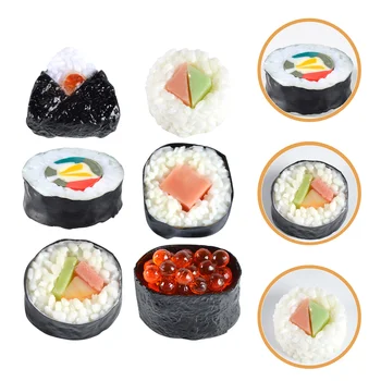 6 Db Szimuláció Sushi Ál Élelmiszer-Modell Párolt Ünnepi Ételek Roll Pvc Reális