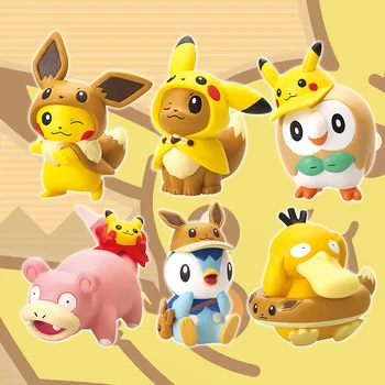 6db Pokemon Pikachu Vált Eevee Akár Kacsa Csiga Pogaman Anime Adatok Torta Dekoráció Gashapon Modell, Játék, Születésnapi Ajándékok
