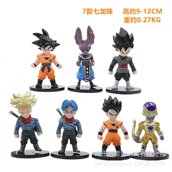 9-12cm 7DB/SET Új Formában Goku Modell Dragon Ball Anime Figurák Sorozat Trunks Beerus Baba, Gyerek Játékok, Ajándék Asztali Dekoráció