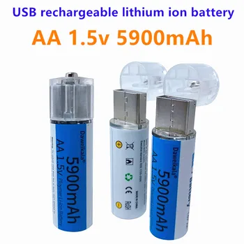AA 1,5 V-os Akkumulátor 5900mAh USB Újratölthető Lítium-Ion Akkumulátor Aa 1,5 v-os Akkumulátor Távirányító, Játék Fény Batery