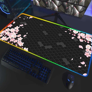 Alfombrilla RGB Sakura Mousepad Nagy Világító Egér Pad Beállítás Gamer Egér Mat Asztal Szőnyeg játékasztal, Szőnyeg, Párna, Háttérvilágítással