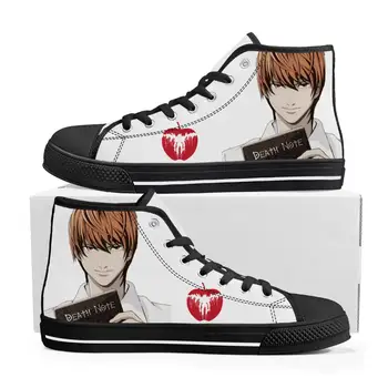 Anime Death Note Yagami Light L Magas Felső Cipők Férfi Női Tinédzser Vászon Cipő Alkalmi Pár Cipő Egyéni Alkalmi Cipő