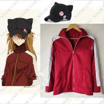 Anime EVA Asuka Langley Soryu Cosplay Jelmez Kapucnis Dzseki Kabát Rendelésre Készült