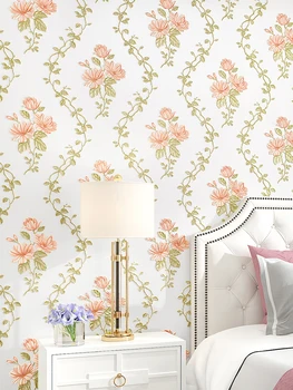 beibehang Európai lelkipásztori háttérkép nappali hálószoba dekoráció Virág csíkos tapéta a falakon 3 d tapéták roll