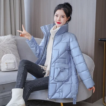 CRRIFLZ Női Őszi Téli Kabát egyszínű Állni Gallér Nagy Zseb, Bő Kabát Alkalmi Közepes Hosszú Télikabát