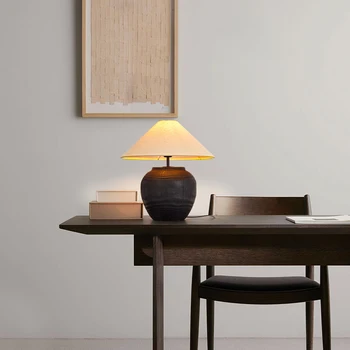 Csendes szél asztali lámpa hálószoba éjjeli lámpa, kreatív személyiség utánzat kerámia díszek retro B&B nappali tanulmány