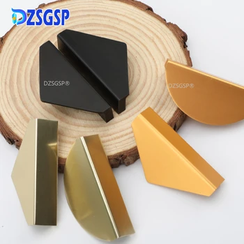 DZSGSP Arany/Fekete Fél kerek Fiók Gombot Modern egyszerűség Szekrény ajtót, húzza a Cink Ötvözet Bútor Hardver Lyuk távolság 64mm