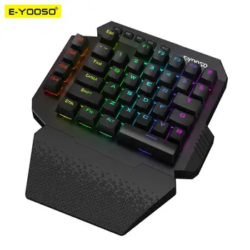 E-YOOSO K722 RGB 2,4 Ghz-es Vezeték nélküli Mini Egy kézzel Mechanikus Gaming-Billentyűzet Kapcsoló Kék 44 Kulcs Gamer Számítógép PC Laptop