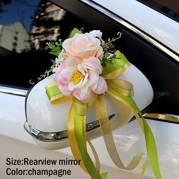 Esküvői Autó Dekoráció Virág Kilincsek Visszapillantó Tükör Díszíteni Mesterséges Virág
