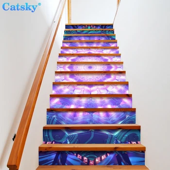Etnikai Stílus Printstyle,Mandala,6db 13pcs/Set Lépcső padlómatrica Kivehető Vízálló Öntapadó Diy Lépcső Matricák