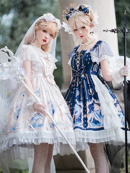 Francia Viktoriánus Gothic Lolita Ruha Vintage Lány Édes Csipke Rózsa Elegáns Princess Holiday Party Ruhák Nők Sötét Csúszik Ruha