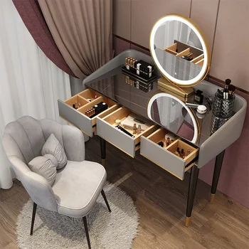 Fény Luxus Hálószoba Hiúság Smink, fésülködő Asztal, Modern, Egyszerű Női Íróasztal, Tükör Drag Bútor Fa Lányok Ajándék