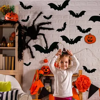 Halloween Lóg Bat Dekoráció Világít Sötét Denevér Dekoráció Félelmetes Halloween Bat Dekoráció Reális Fekete, Világító Haza