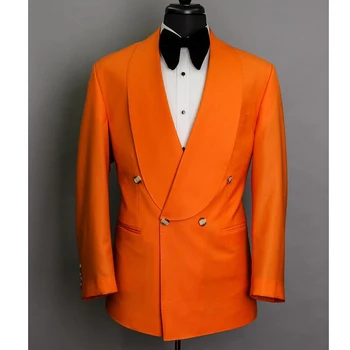 Kabát Kabát Dupla Soros Kendő Hajtóka Átlagos Hossza Alkalmi Kosztüm Narancs Blézer Bál Egy Darab Steampunk Slim Fit