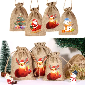 Karácsonyi Ágynemű Ajándék Csomagolás Zsák Mikulás Elk Nyomtatás Húzózsinórral Cookie-Candy Tok A Karácsonyi, Szilveszteri Buli Ajándék Tároló Táska