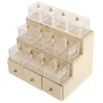Kirakat Mini Fa Szekrény Ház Ellátás Fából Készült Kiegészítők Babák Gyümölcs Kabinet Dísz Show Rack Miniatűr