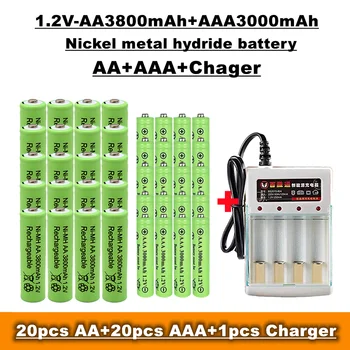 Lupuk - AA + AAA Nimh Akkumulátor, 1.2 v 3800 MAH / 3000 mAh, Távirányító, Játék, rádió, stb. + töltő értékesítés