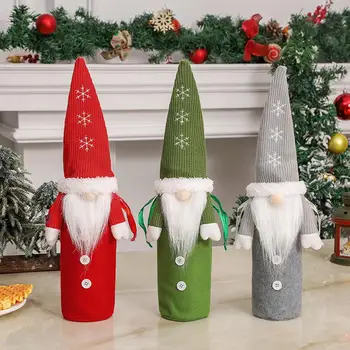 Mikulás Boros Üveg Dekoráció Karácsonyi Ajándék Üveg Bor Ujja Ünnepi Karácsonyi Gnome Boros Üveg Fedelét Santa Haza