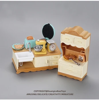 Mini szimuláció konyha reggeli játszani beállított jelenet habverővel kenyér gép dekoráció kis játékok