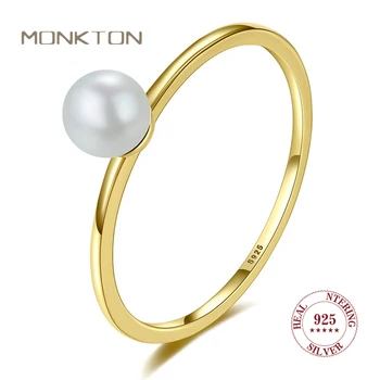 Monkton Valódi Sterling Tiszta Ezüst 925 Természetes Édesvízi Gyöngy, Gyűrű, a Nők Finom Ékszerek Rakható Barátság Ajándék