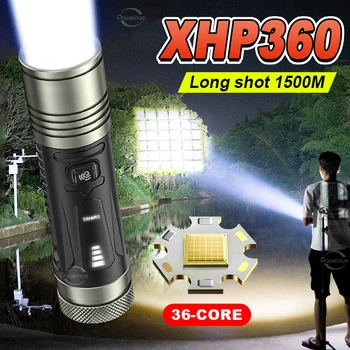 Nagy teljesítményű XHP360 Led Zseblámpa 5 Módok Többfunkciós Teleszkópos Zoom, c-Típusú Töltés Hordozható Lámpa Power Bank Magas Lumen Fáklya