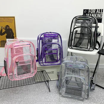 Nyári Női Bookbag Átlátszó PVC Utazási Bookbags Nagy Kapacitású Többfunkciós Hordozható Divat Egyszerű a Szabadtéri Sportok