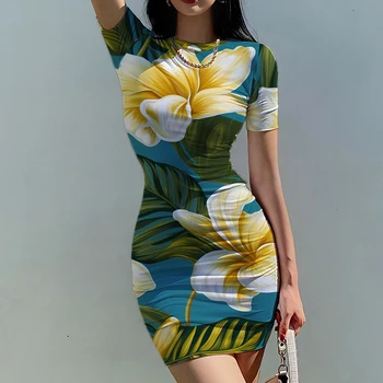 Nyáron új női vékony ruha virág 3D nyomtatott hölgy ruha gyönyörű hölgy vékony ruha divat trend női vékony ruha