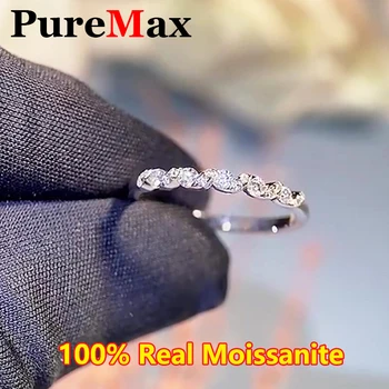 PureMax Trendi Vizet Fodroz Moissanite Gyűrű a Nők számára Új, Eredeti 925 Sterling Ezüst Női Esküvői jegygyűrűt a GRA