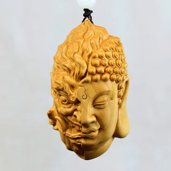 Puszpáng Fából Faragott Buddha Mágikus Flash Hittem, Játékszer Kezét Darab Férfi Kézműves Hordozható Karakter Kínai Autó Ha