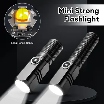 Szuper Fényes MINI XHP50 LED-es Zseblámpa, USB Fáklya Újratölthető Zoom Halászati Lámpás Erős 3 Világítási Mód Kemping Lámpa