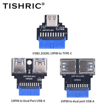 TISHRIC 19Pin, Hogy C Típus/Dual USB-EGY Női Ülés USB3 Csatlakozó.2Gen1 19Pin USB 3.0 Adapter Alaplap Csatlakozó Átalakító Akár 5Gbps
