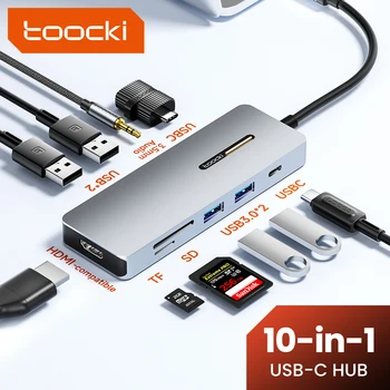 Toocki USB HUB 4K-HDMI Adapter USB-C 5Gbps USB3.0/ SD/TF C Dokkoló Ipad, MacBook Pro USB-C Típus C 3.0 Elosztó USB-C-HUB