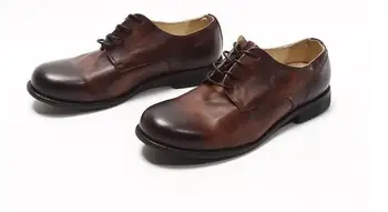 Téli Goodyear Munka cipő, Kézzel készített Kör lábujjak üzleti cipő férfi Valódi Bőr Retro Férfi cipő, alkalmi Férfi cipő