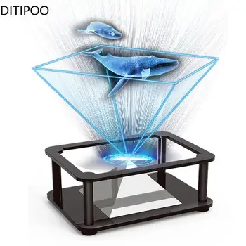 Univerzális 3D Holografikus Kijelző Állvány Projektor Mini Piramis Hologram Kivetítő Bemutató Mobil Telefon Ipad MV Projektor
