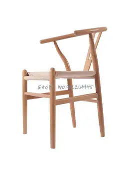 Y szék tömör fa Északi egyszerű, modern étkező szék szabadidő karfa háttámla haza, fából készült szék Kínai rattan tanulmány szék