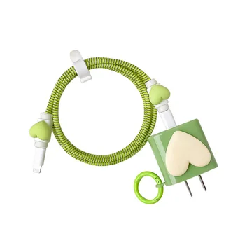 Zöld Szerelem Kábel Tartozék 18/20 W USB Töltő Csatlakozó Kábel Védő iPhone 12 11 Pro Max USB Spirál Kábel Vonal Védelem
